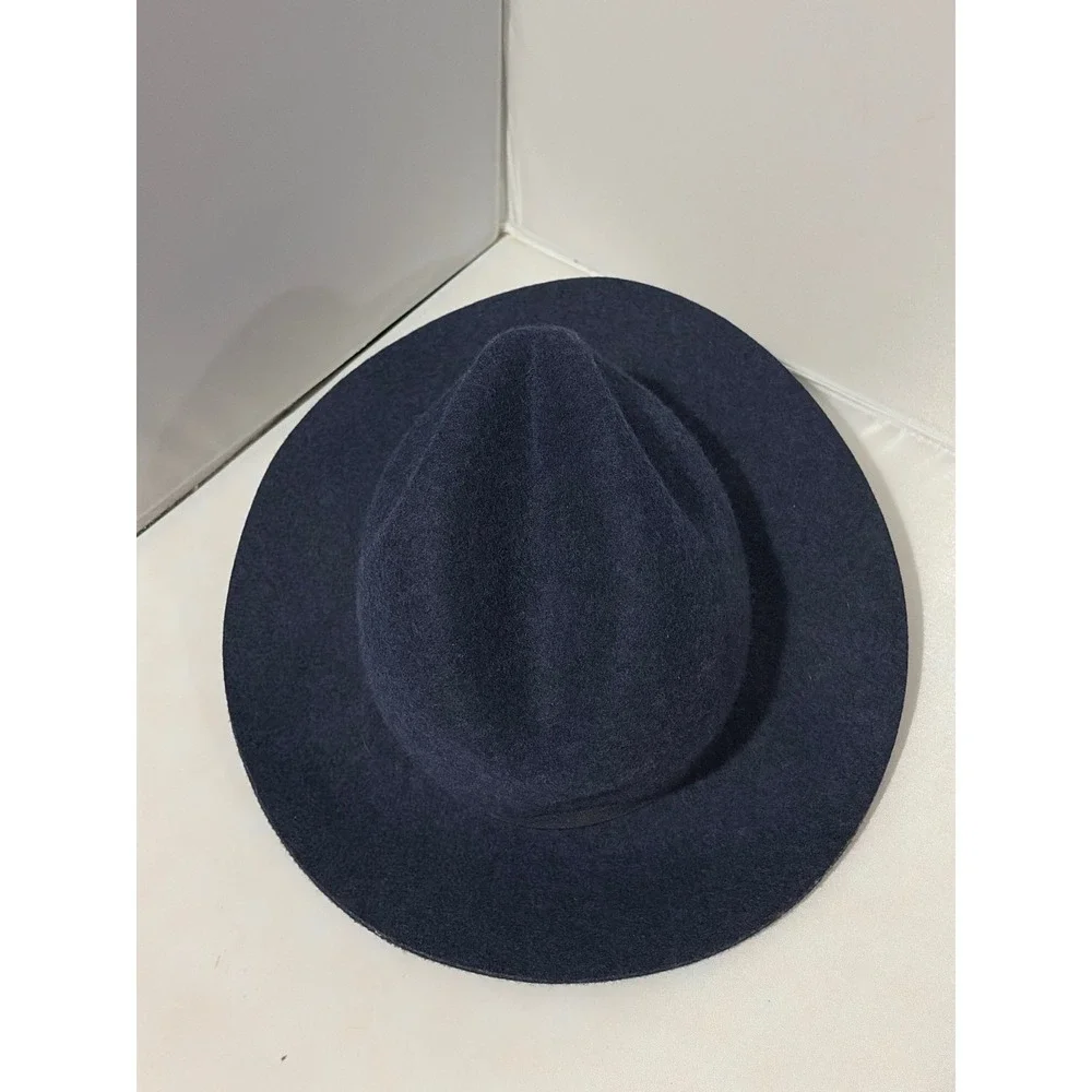 Banana Republic Navy Blue 100% Wool Wide Brim Fedora Hat  L/XL